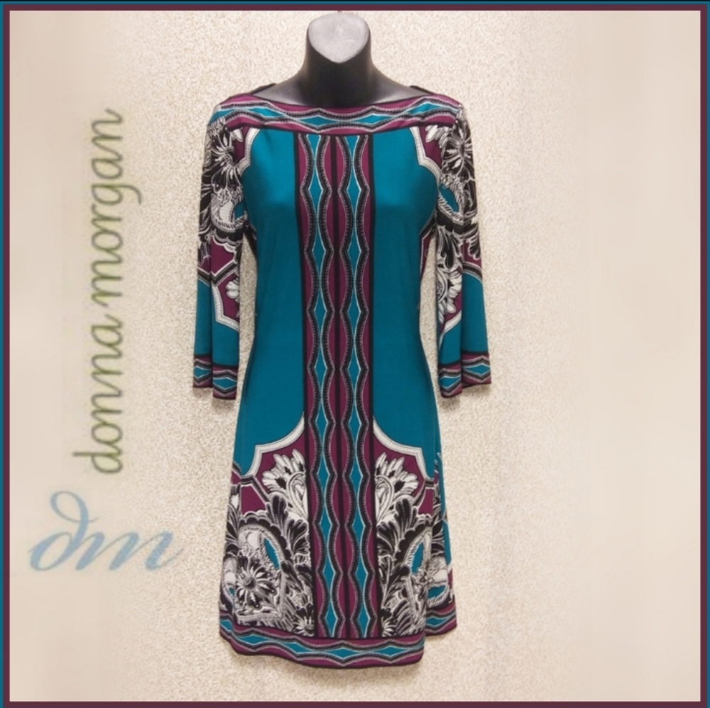 Aqua Paisley Print Midi Dress by Donna Morgan